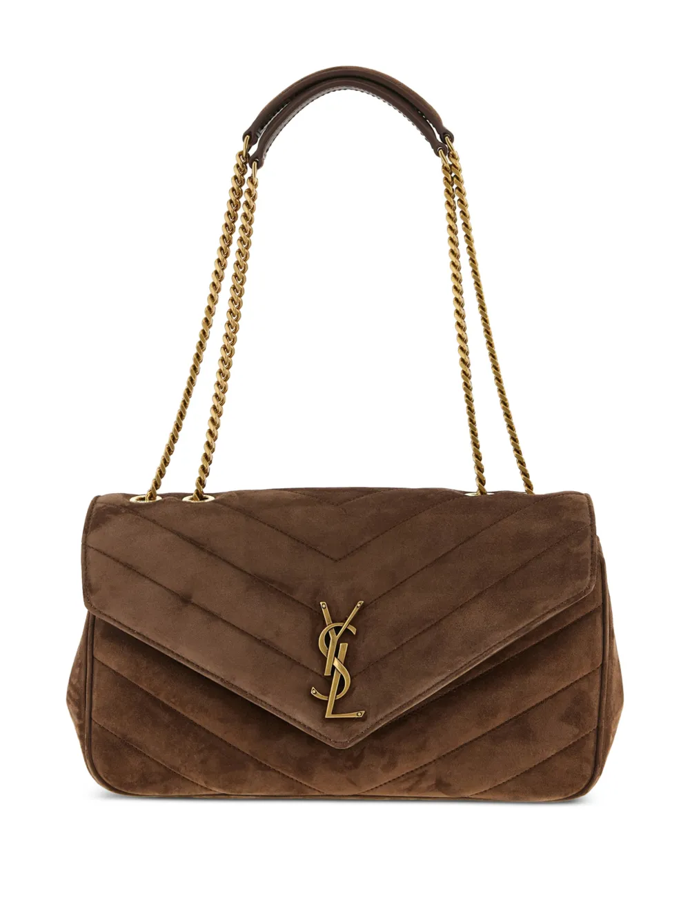 Saint Laurent medium Lou Lou quilted-matelassé shoulder bag - Brown