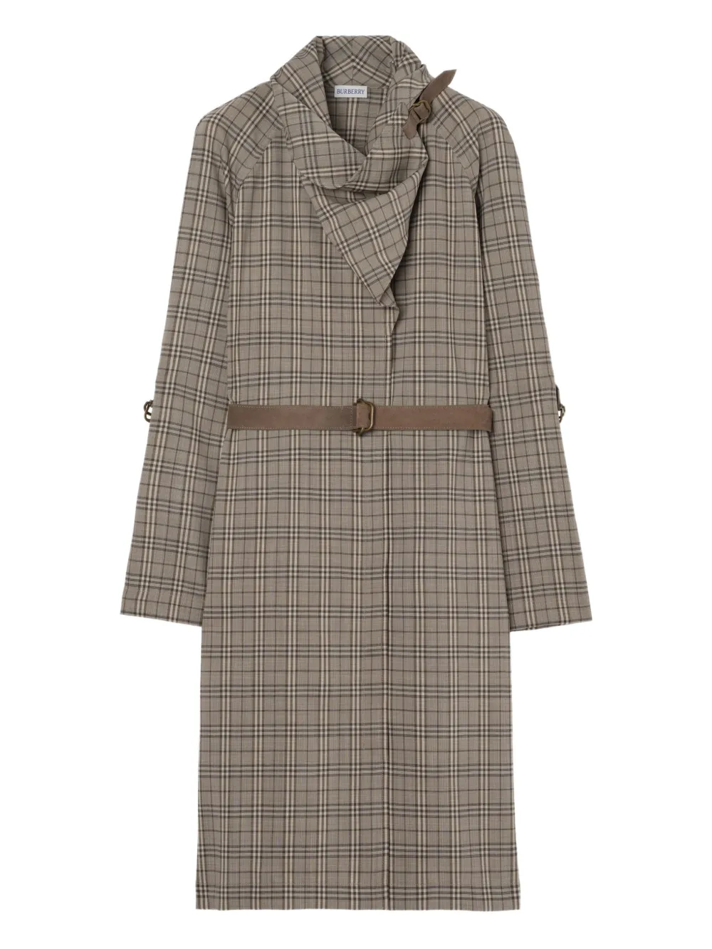 Burberry scarf-collar checked mini dress - Grigio