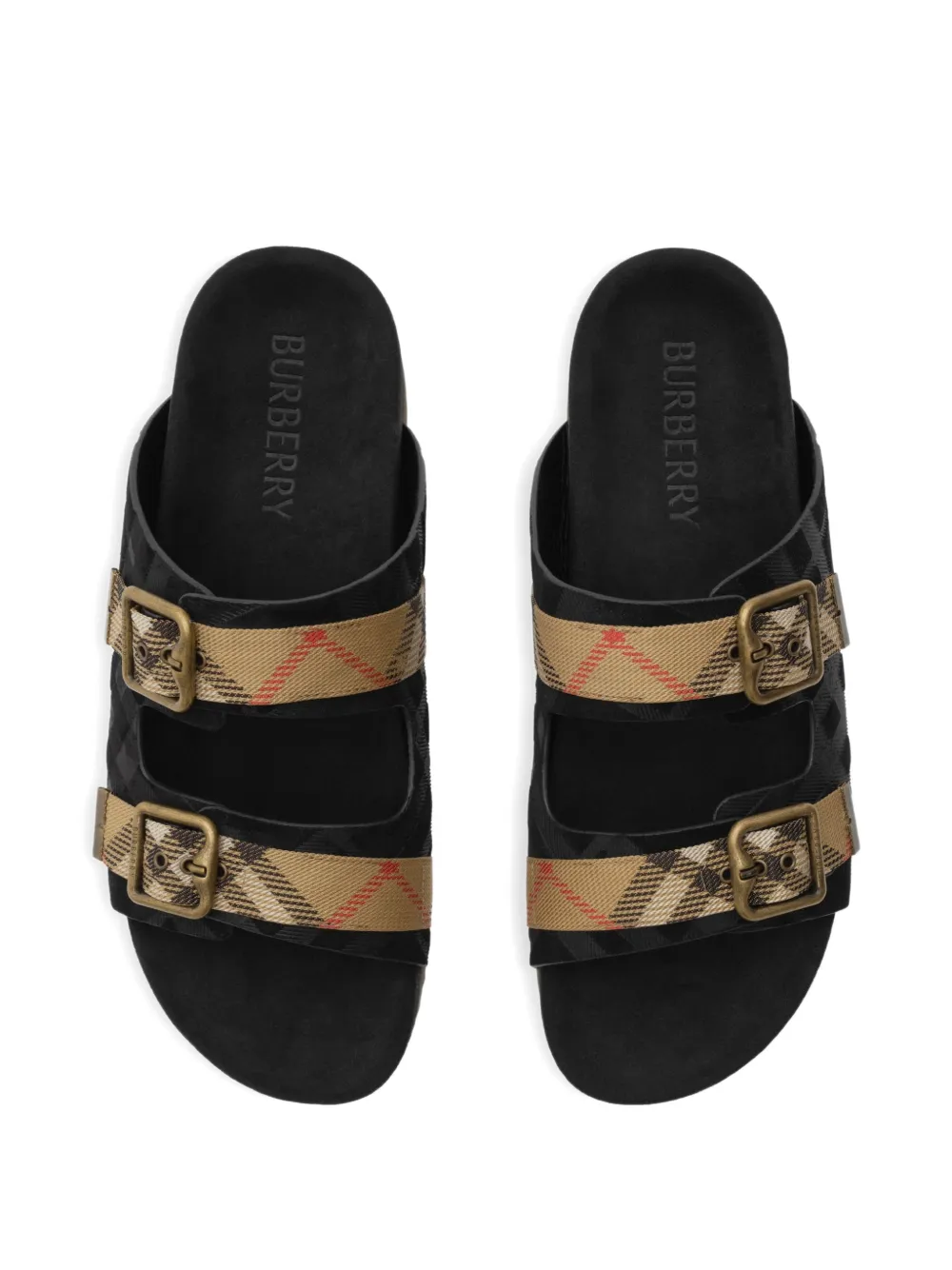 Burberry checked suede sandals Zwart