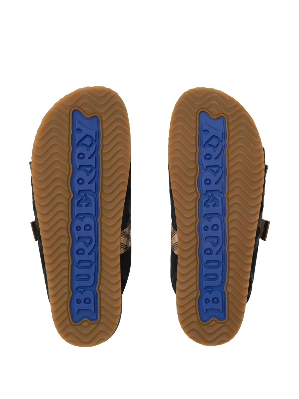 Burberry checked suede sandals Zwart