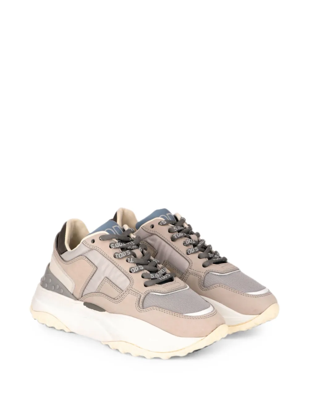 Tod's panelled logo-motif sneakers Beige