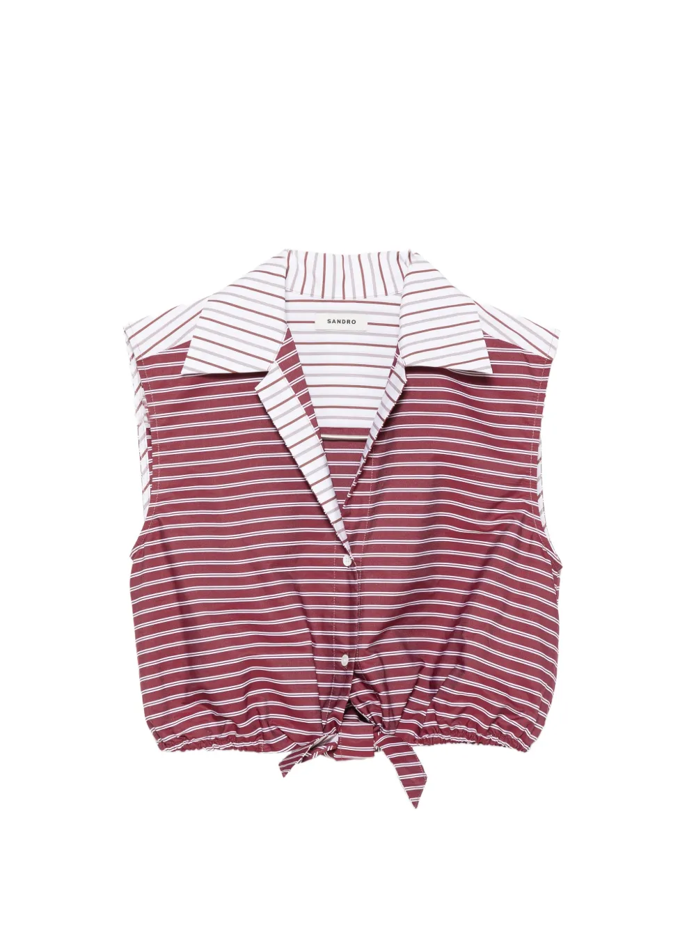 Sandro Striped Tie-hem Shirt In Red
