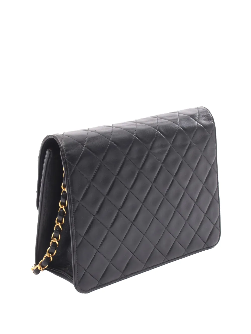 CHANEL Pre-owned 1996-1997 Cc Quilted Lambskin Square Single Flap Crossbody Bag In Black