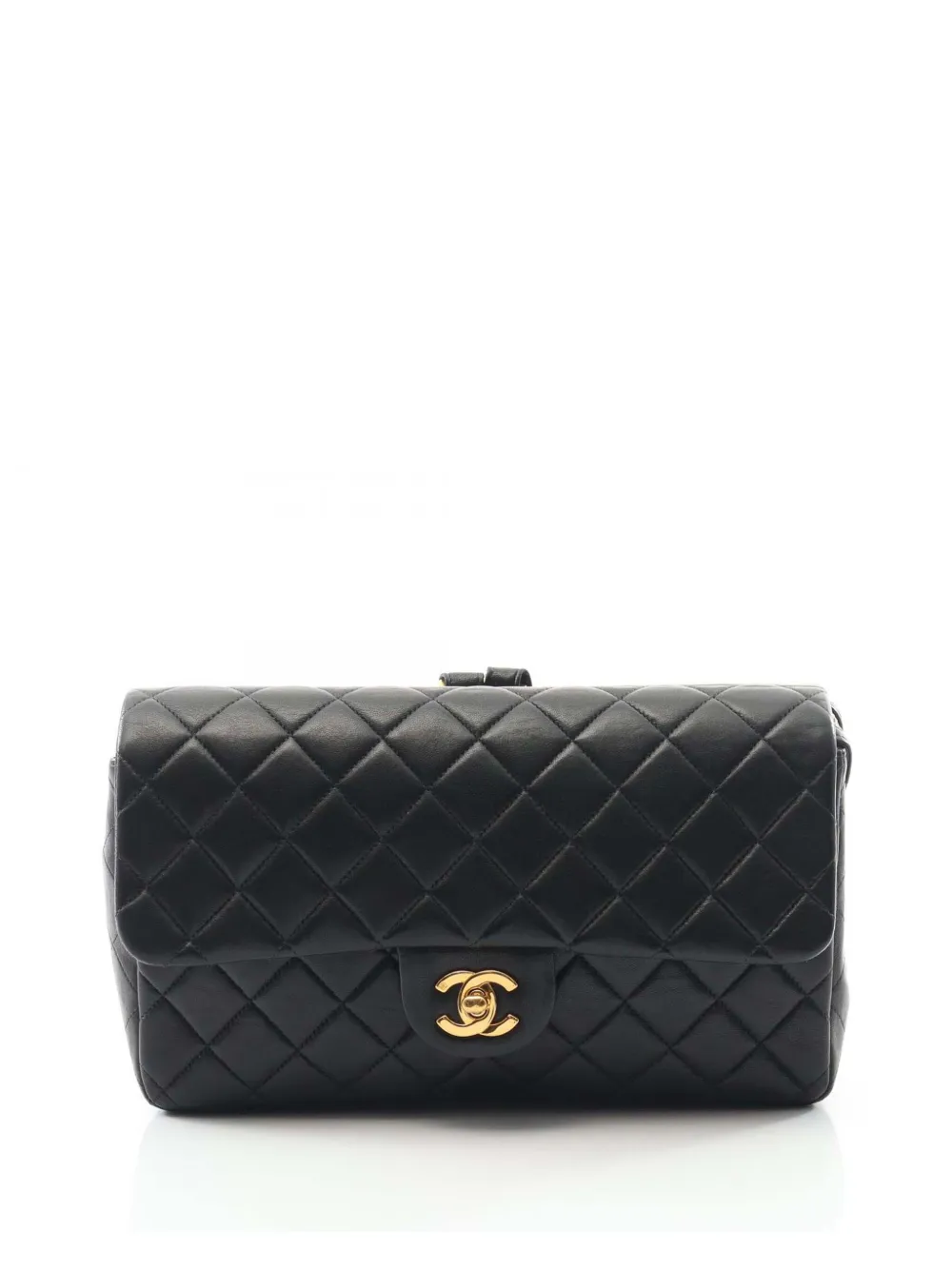 Pre-owned Chanel 1996-1997 Cc Classic Quilted Lambskin Flap Backpack In Black