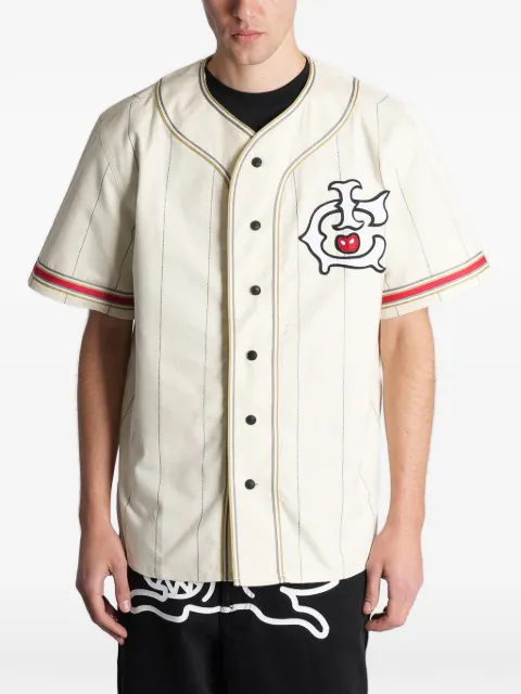 ICECREAM pinstripe logo-patch jersey shirt