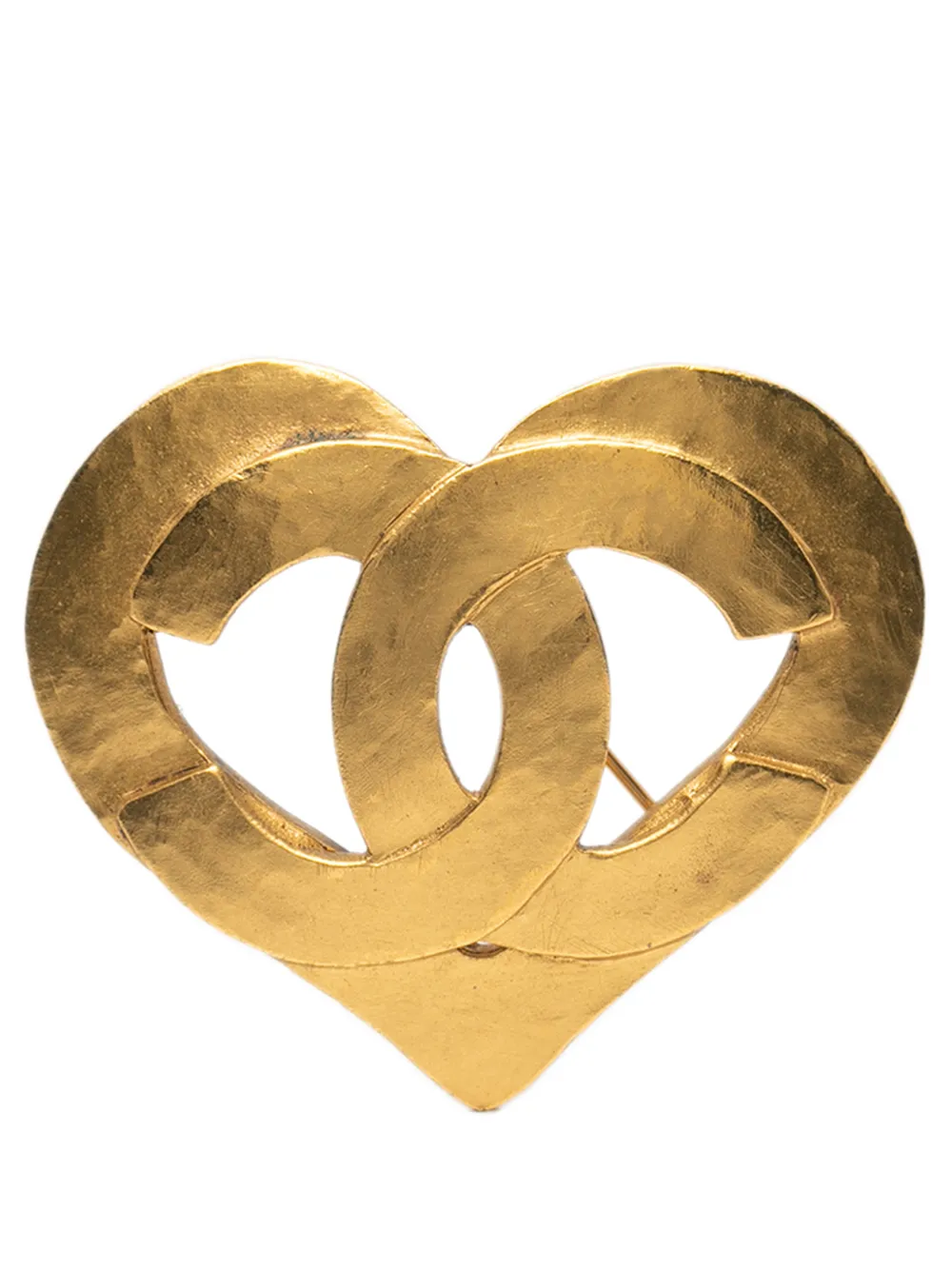 CHANEL Pre-Owned 1995 Gold Plated CC Heart Brooch costume brooch - Oro