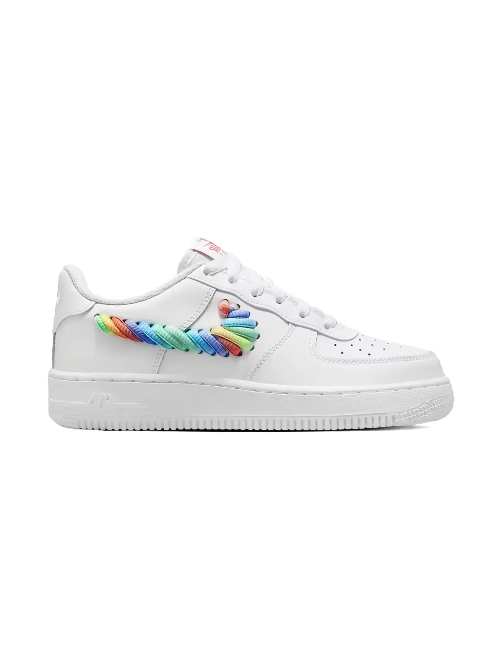 Nike Kids Air Force 1 White/Rainbow Lace Swoosh sneakers - Wit