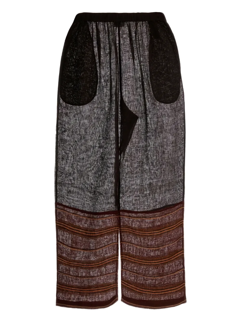 Tory Burch Striped Linen Leg Trousers In Gray