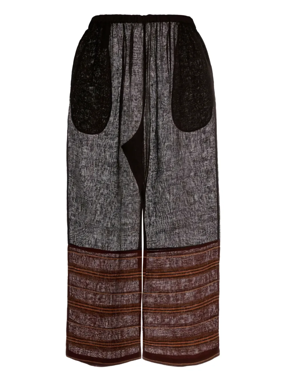 Tory Burch Striped Linen Leg Trousers In Gray