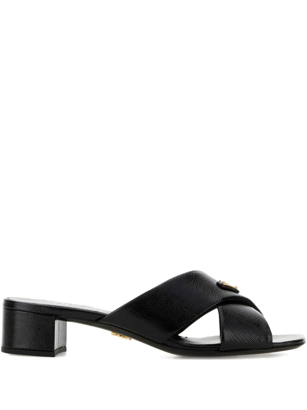 Prada Criss cross leather heel sandals - Nero