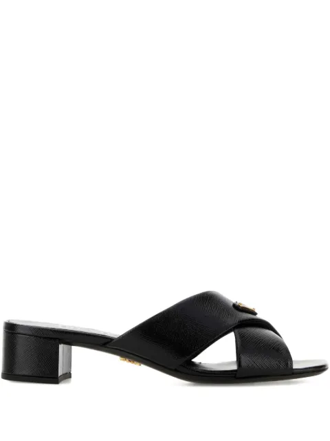 Prada Criss cross leather heel sandals