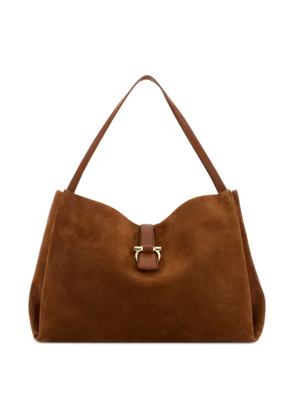 フェラガモ　ブラウン スエード ハンドバッグ　トートバッグ Ferragamo スエード トートバッグ | ブラウン | FARFETCH JP