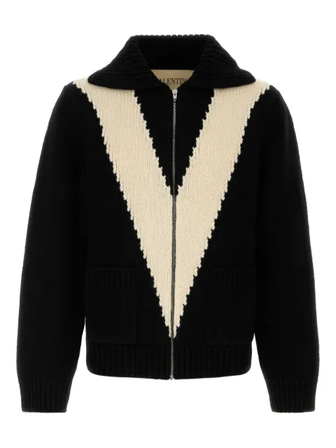 Valentino Garavani chevron-pattern wool cardigan