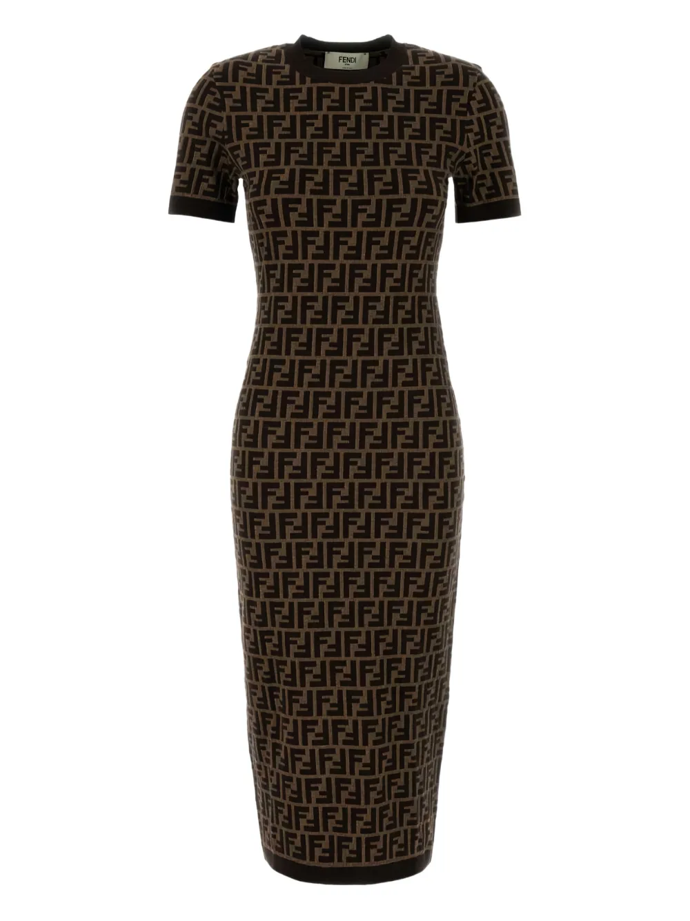 FENDI jacquard fitted mini dress - Marrone
