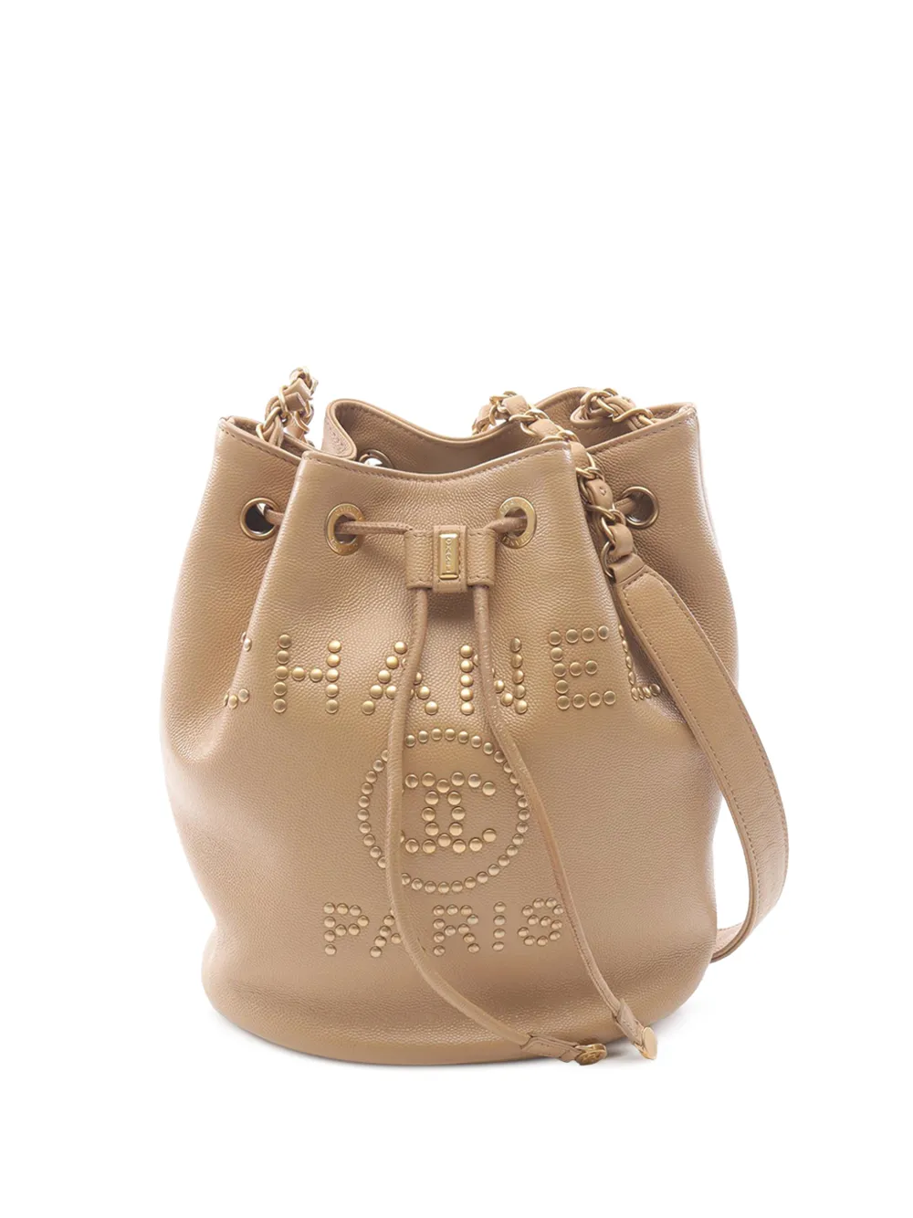 CHANEL Pre-Owned Borsa a secchiello CC Deauville con coulisse 2019 - Toni neutri