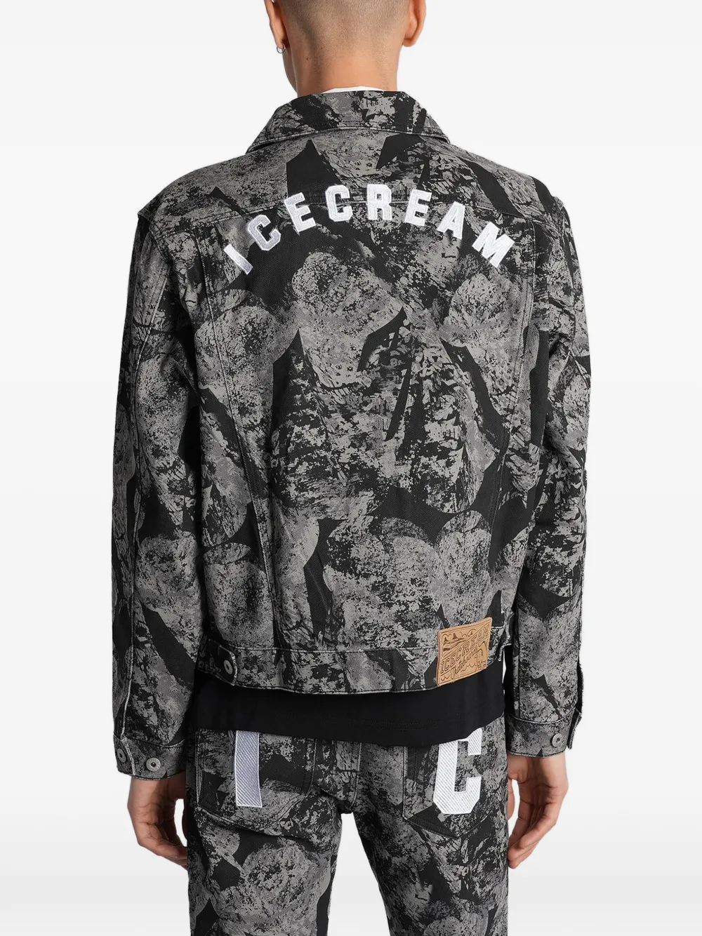 ICECREAM Denim jack met abstracte print Zwart