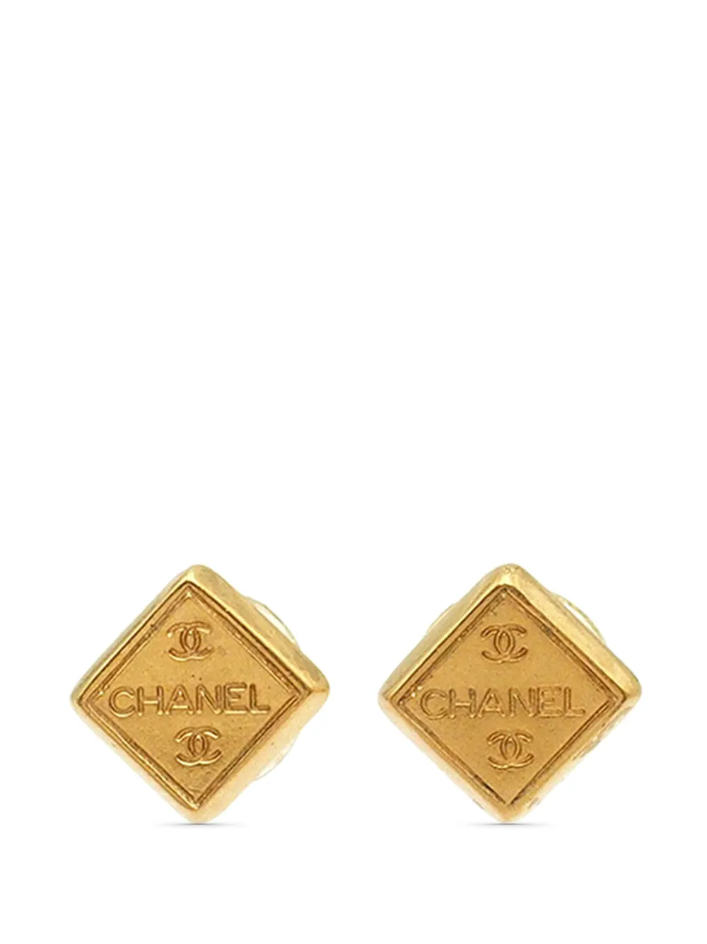 CHANEL Pre-Owned 1999 Gold Plated Logo Bullet Back Earrings costume earrings - Oro
