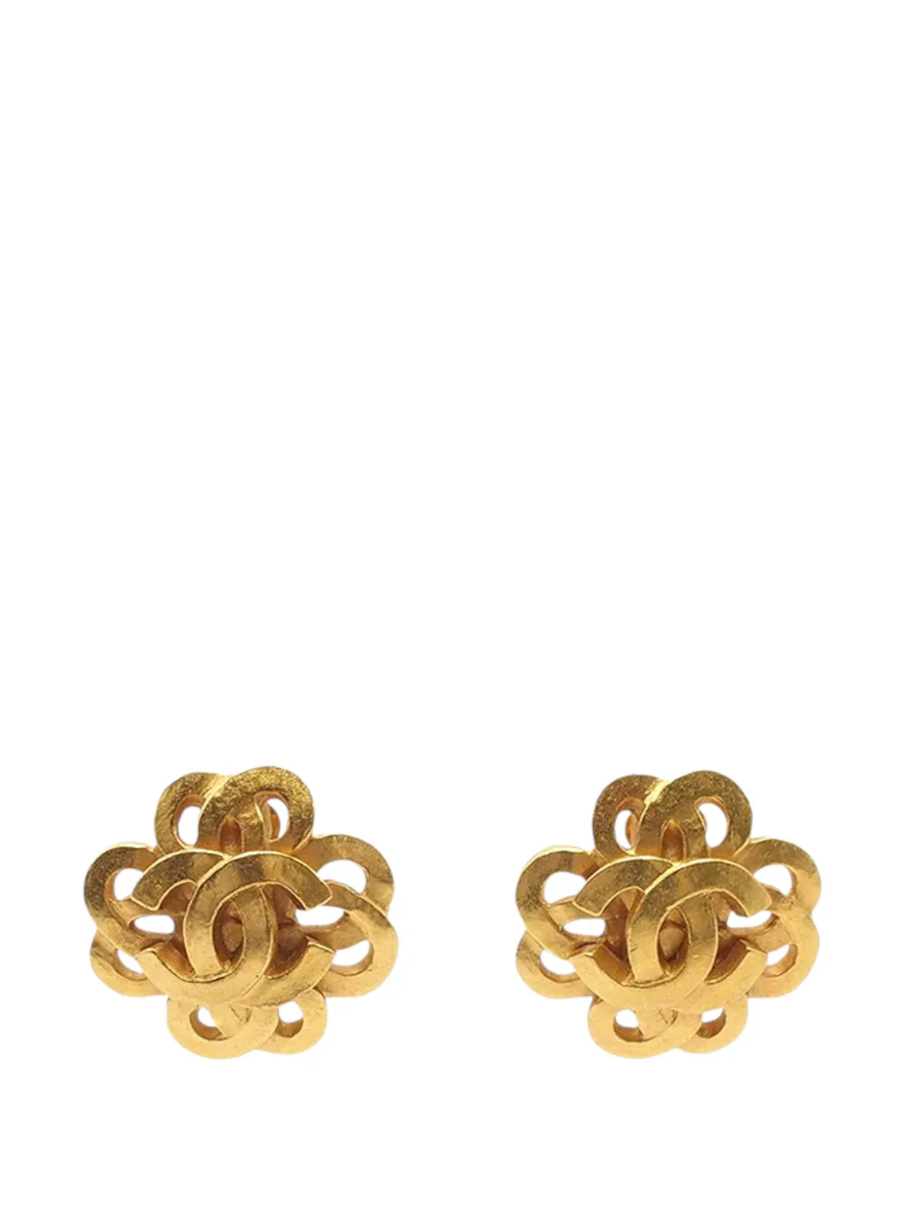 CHANEL Pre-Owned 1997 Gold Plated CC Flower Clip On Earrings costume earrings - Oro