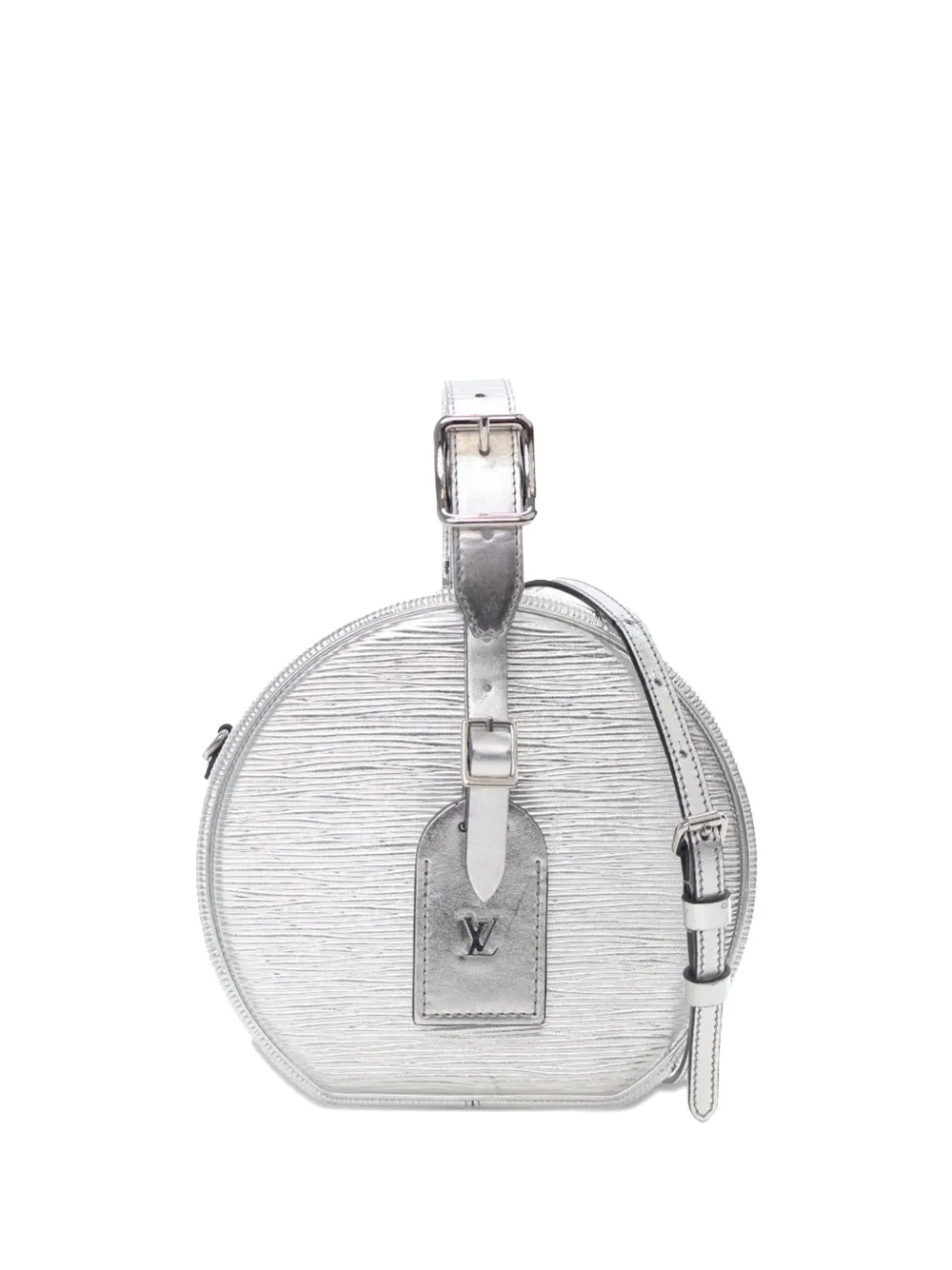 Pre-owned Louis Vuitton 2018 Epi Petite Boite Chapeau Satchel In Silver
