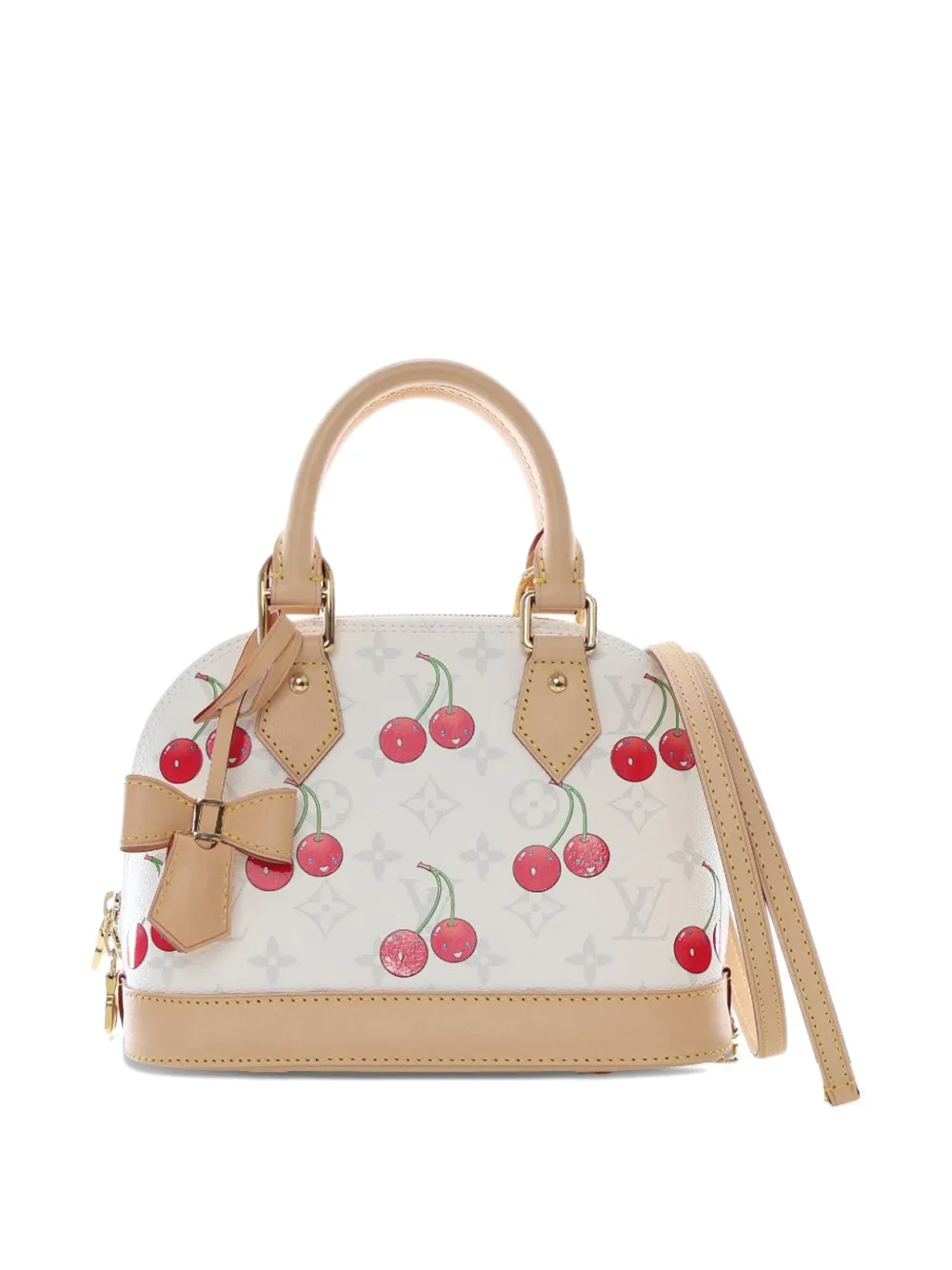 Pre-owned Louis Vuitton 2021-2025 Takashi Murakami Monogram Cherry Alma Bb Satchel In White