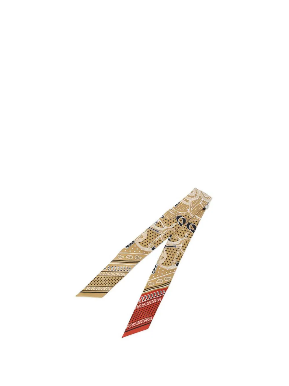 Pre-owned Hermes 2010-2025 Eperon D Or Bandana Silk Twilly Scarf Scarves In Brown