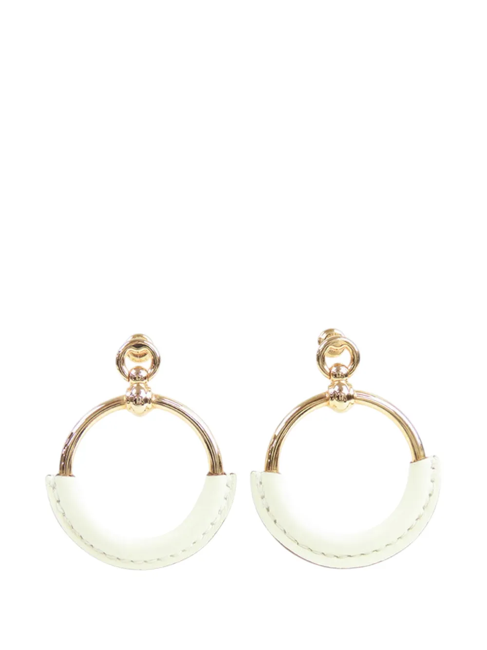 Pre-owned Hermes 2000-2025 Rose Gold Plated And Leather Loop Earrings Costume Earrings In Pink