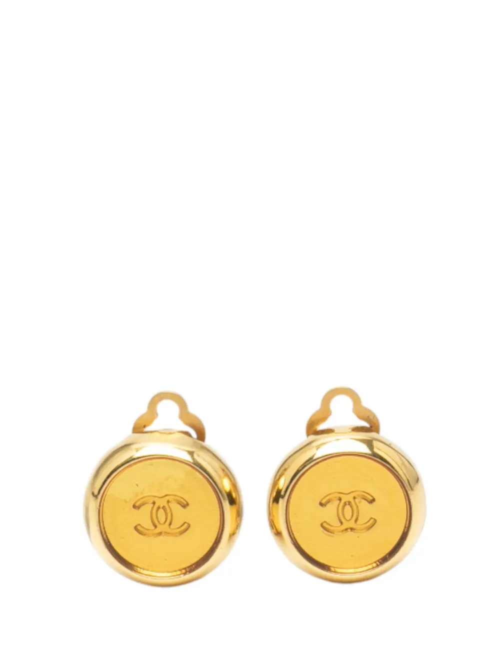 CHANEL Pre-Owned 1999 CC Gold Plated Round Clip On Earrings costume earrings - Oro