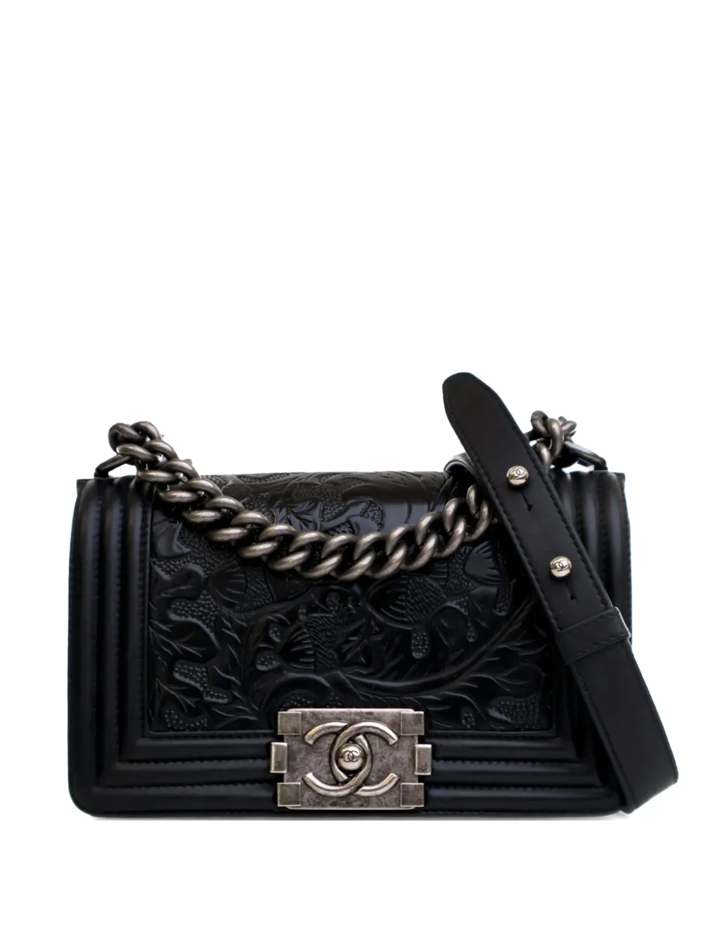 CHANEL Pre-Owned 2014 Small Embossed Calfskin Cordoba Boy Flap crossbody bag - Schwarz