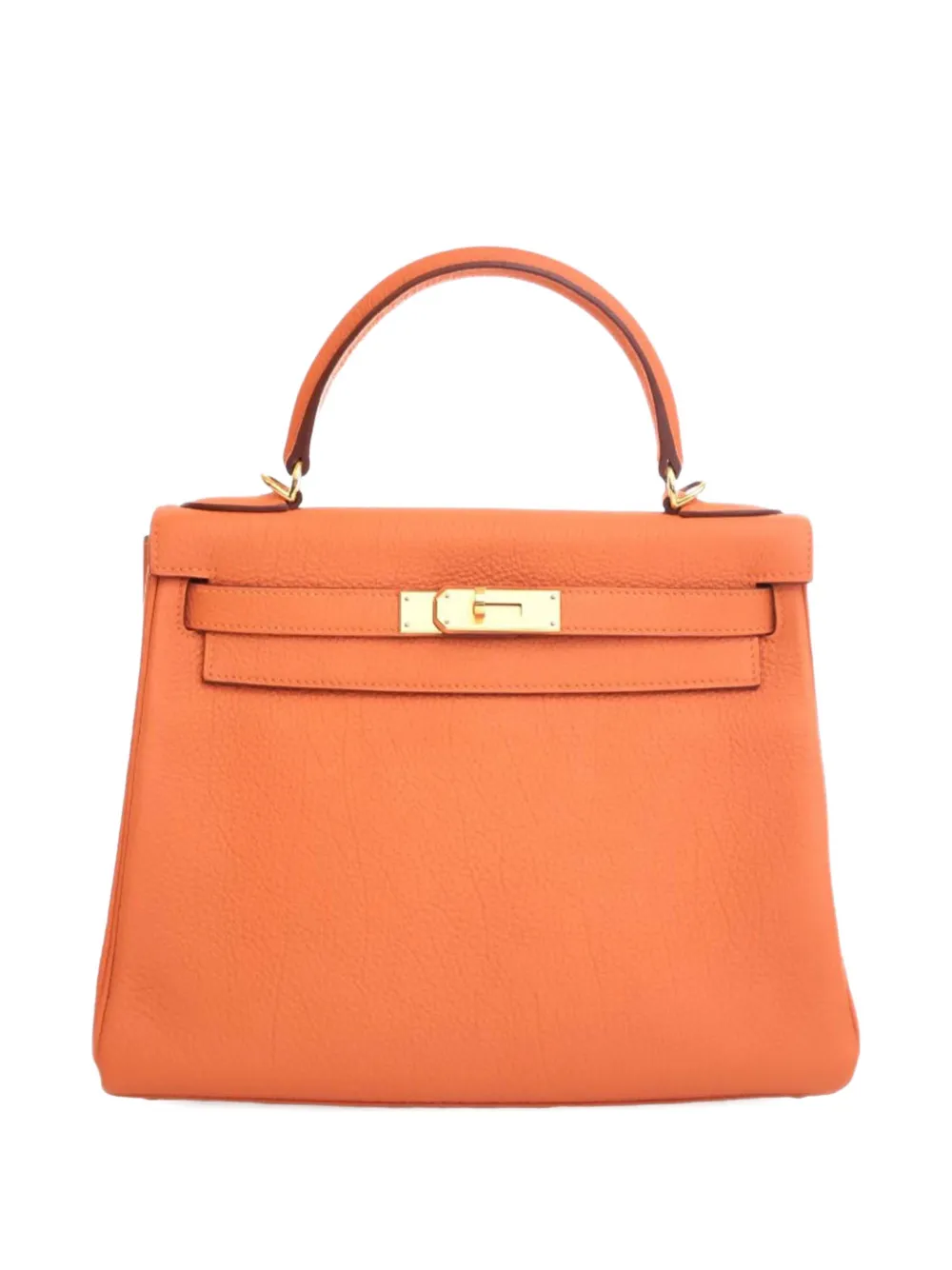 Pre-owned Hermes 2013 Togo Kelly Ii Retourne 28 Satchel In Orange