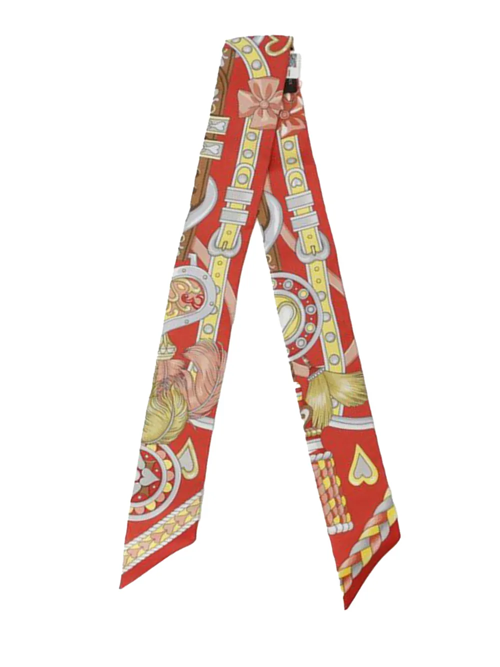 Pre-owned Hermes 2010-2025 Harnais De Cour Silk Twilly Scarf Scarves In Multi