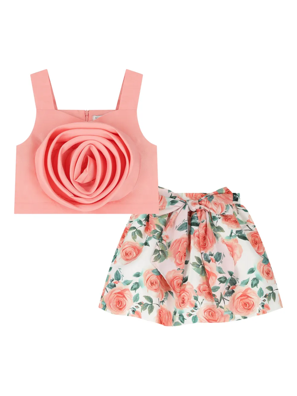 MAMA LUMA KIDS rose satin skirt set - Bianco