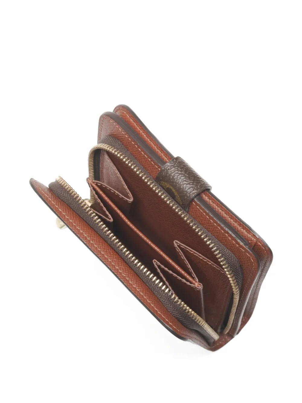 Pre-owned Louis Vuitton 2002 Monogram Zip Wallet In Brown