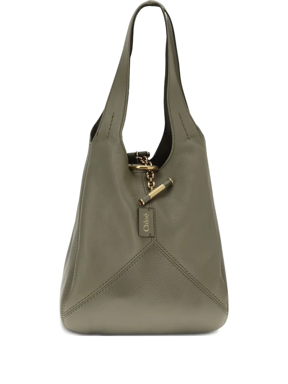 Chloé small Balloon logo-patch shoulder bag - Verde