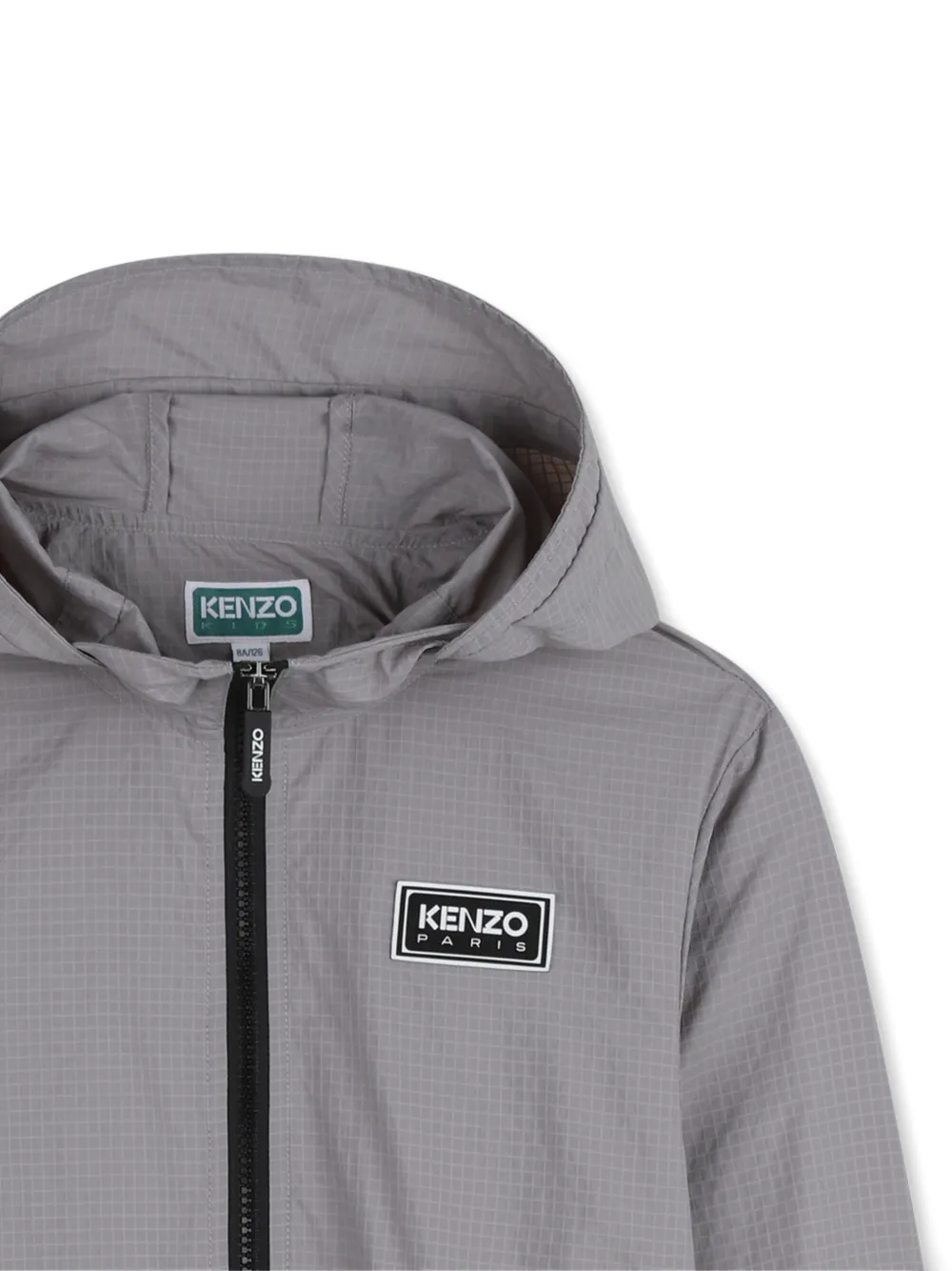 Kenzo Kids Windjack met logopatch en capuchon Grijs