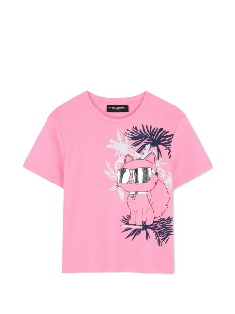 Karl Lagerfeld Kids playera con gato estampado