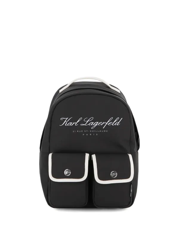 Karl Lagerfeld Black Mini Backpack with White Cartoon Applique Karl Lagerfeld Kids Ikon Karl & Choupette-appliqué Backpack  main image 2