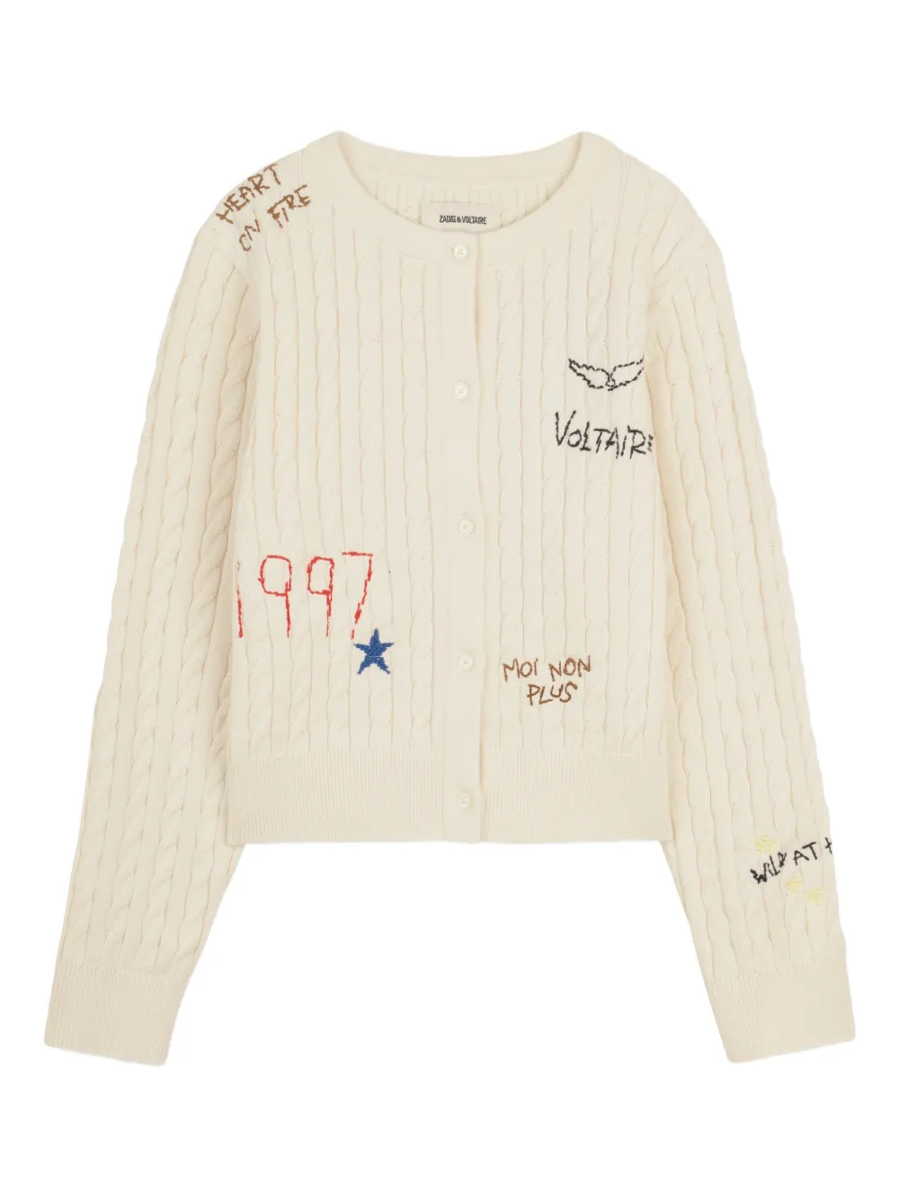 Zadig & Voltaire Kids Cardigan con ricamo - Toni neutri
