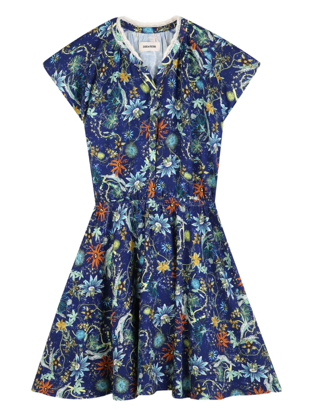 Zadig & Voltaire Kids Abito con stampa a fiori - Blu