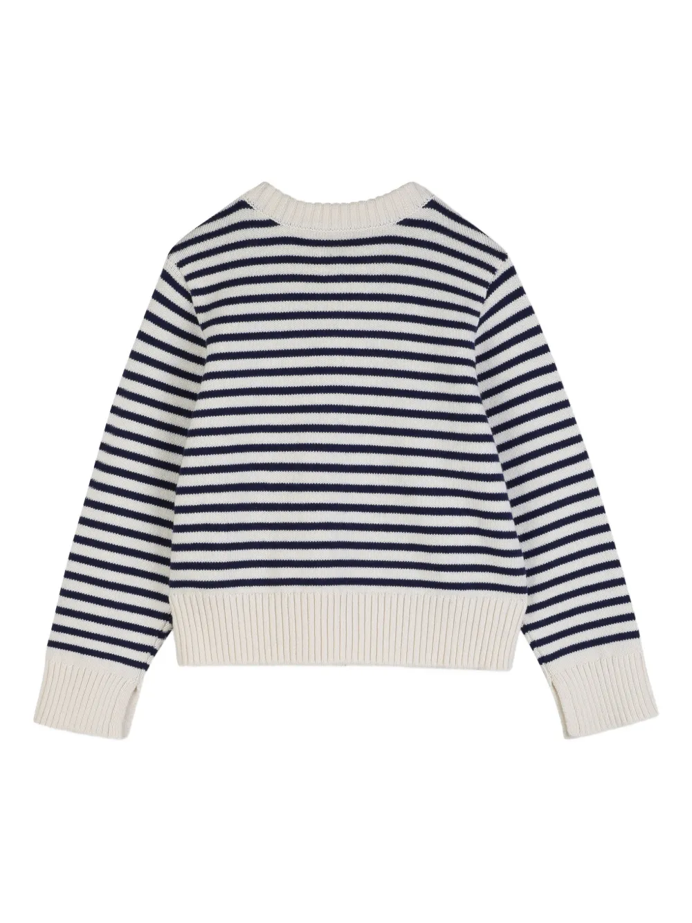 Zadig & Voltaire Kids Gestreepte trui met halve knoop Beige