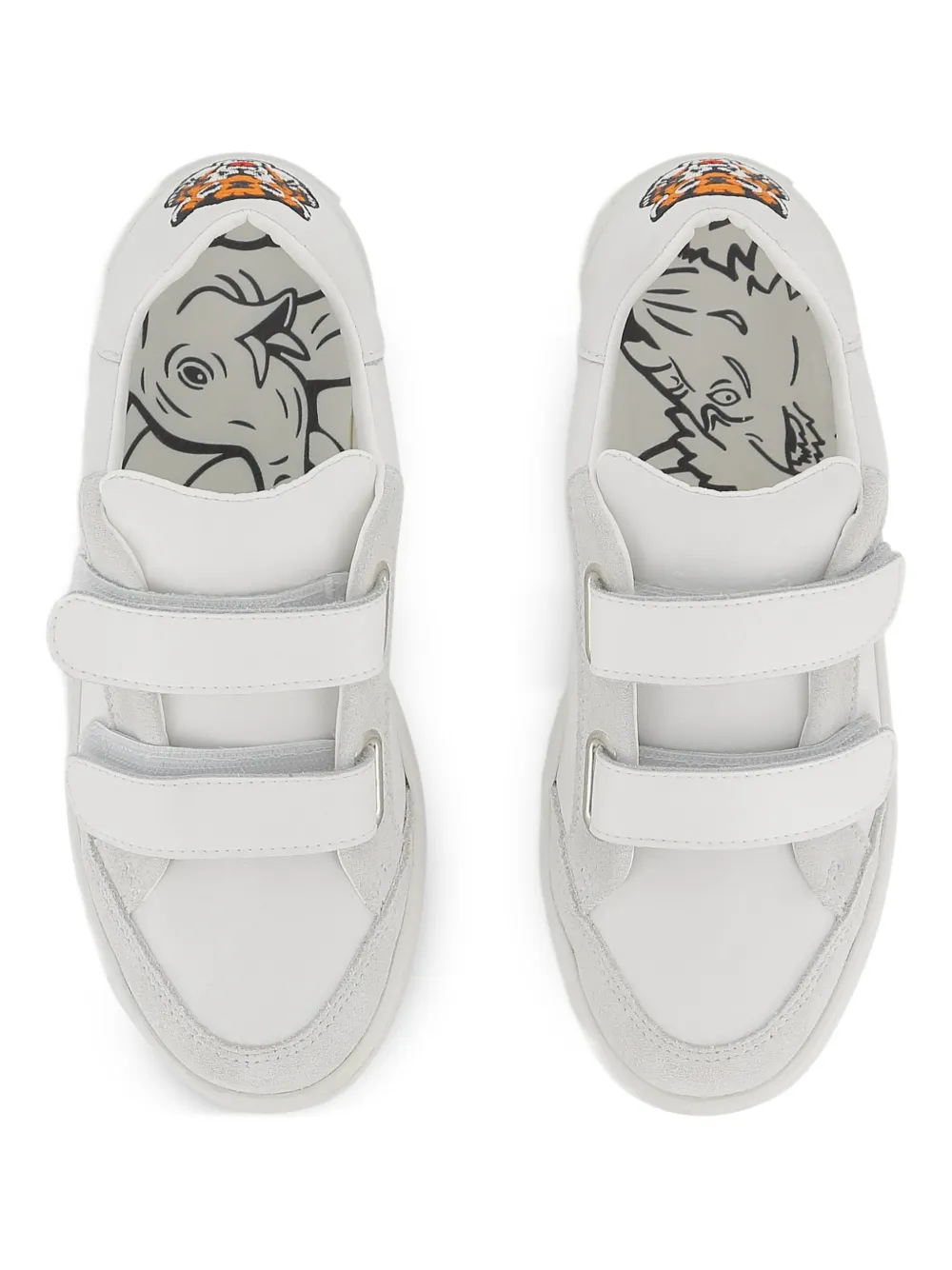 Kenzo Kids Sneakers met klittenband en tijgerapplicatie Wit