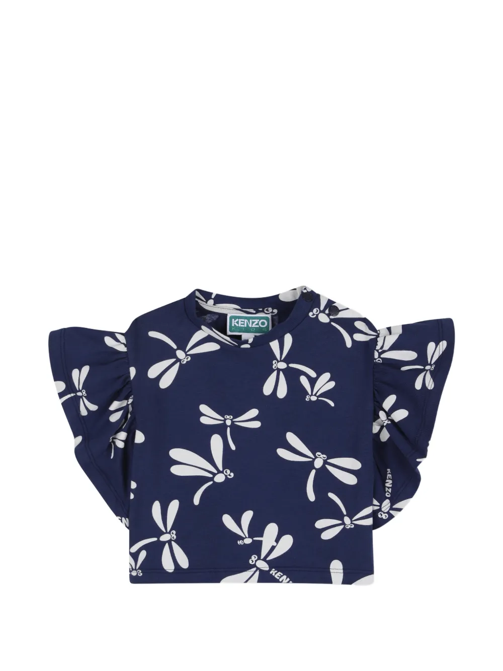  Kenzo Kids Ruffled Dragonfly-print Shorts Set - Blue 