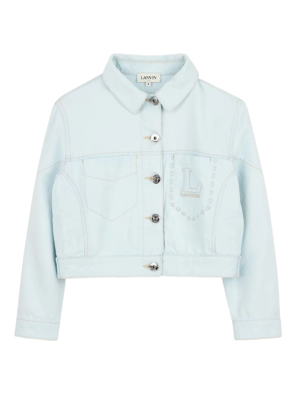 Lanvin Enfant Giacca denim con ricamo - Blu
