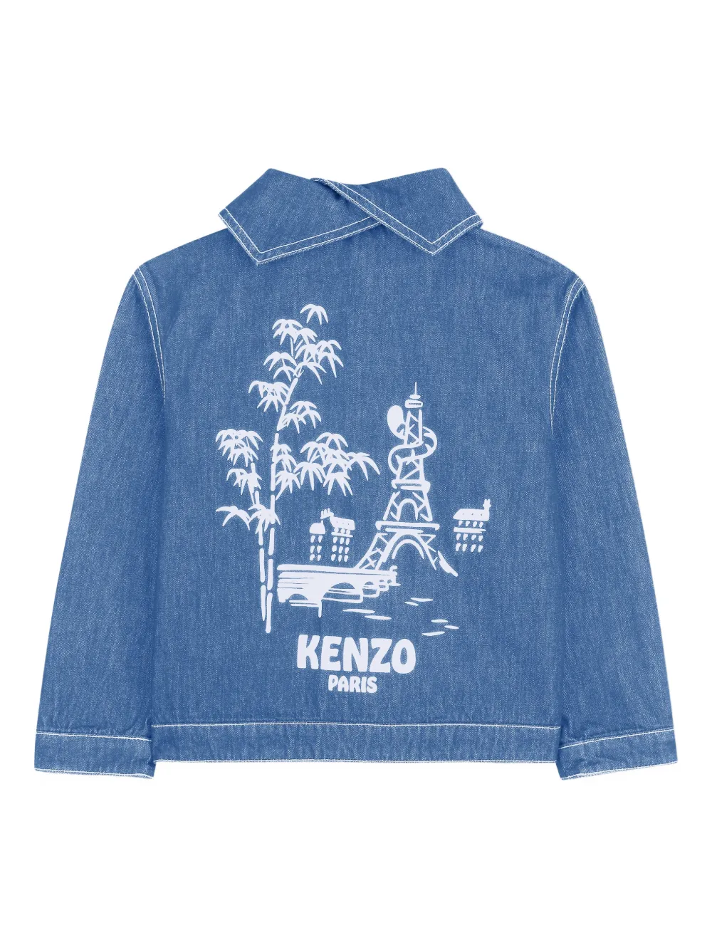 Buttoned Graphic Denim Jacket