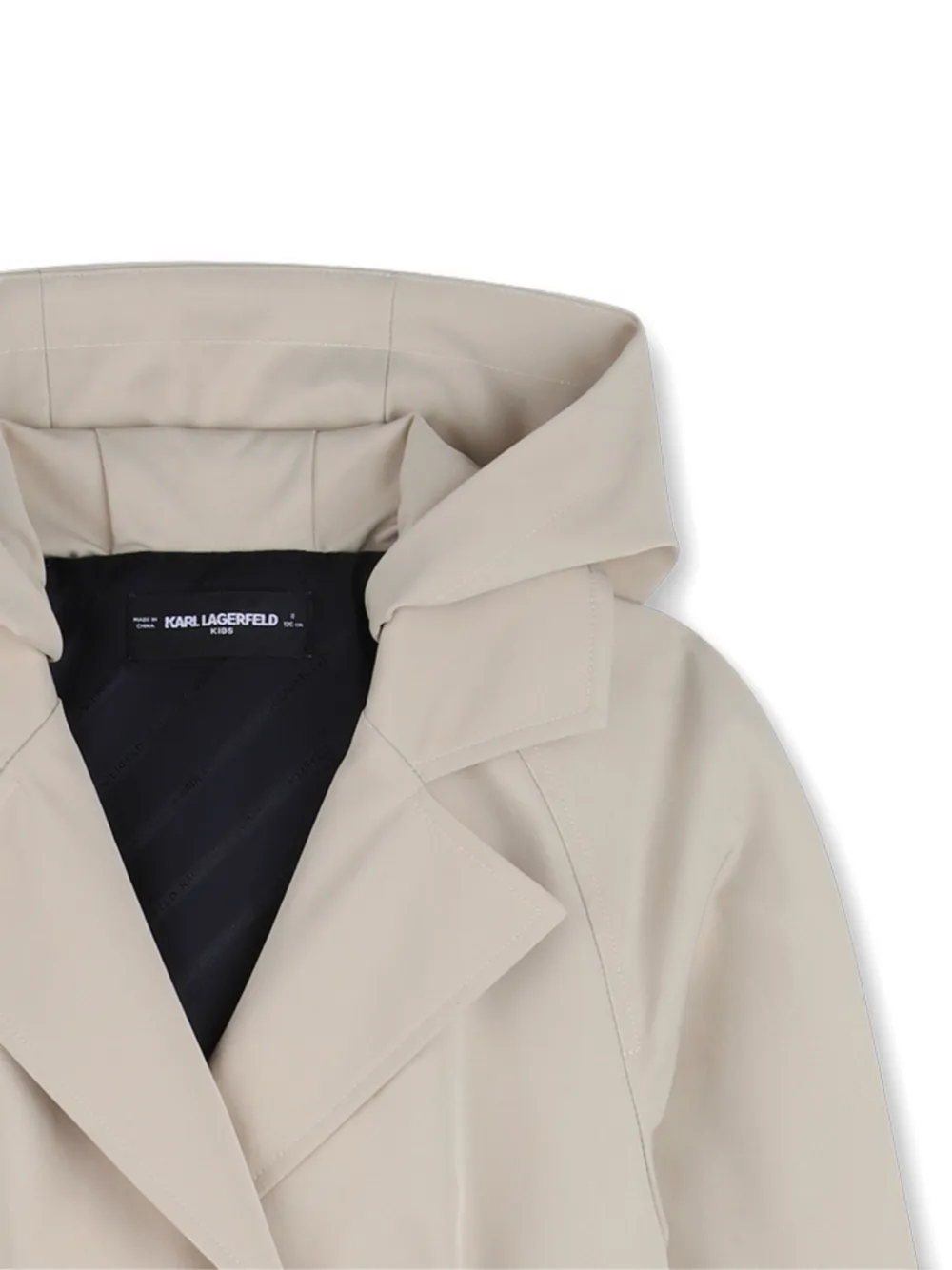 Karl Lagerfeld Kids Geplooide trenchcoat met capuchon Beige
