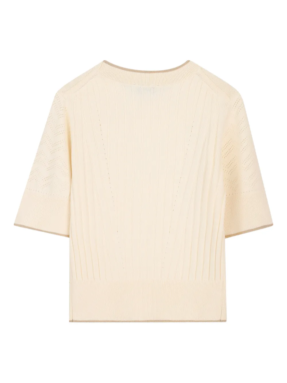 Ribbed-Trim Short-Sleeve T-Shirt