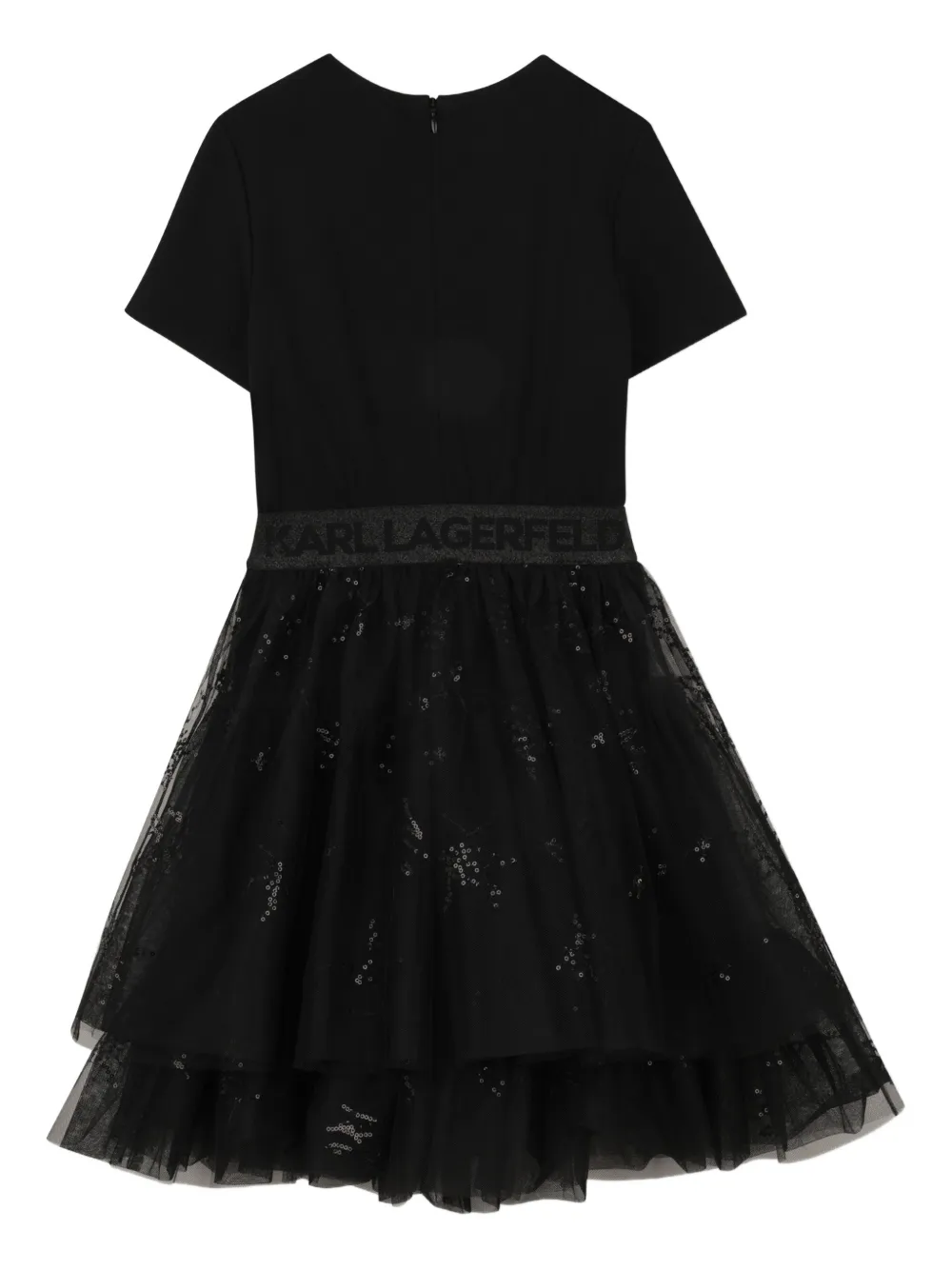  Karl Lagerfeld Kids Button Tiered Dress - Black 