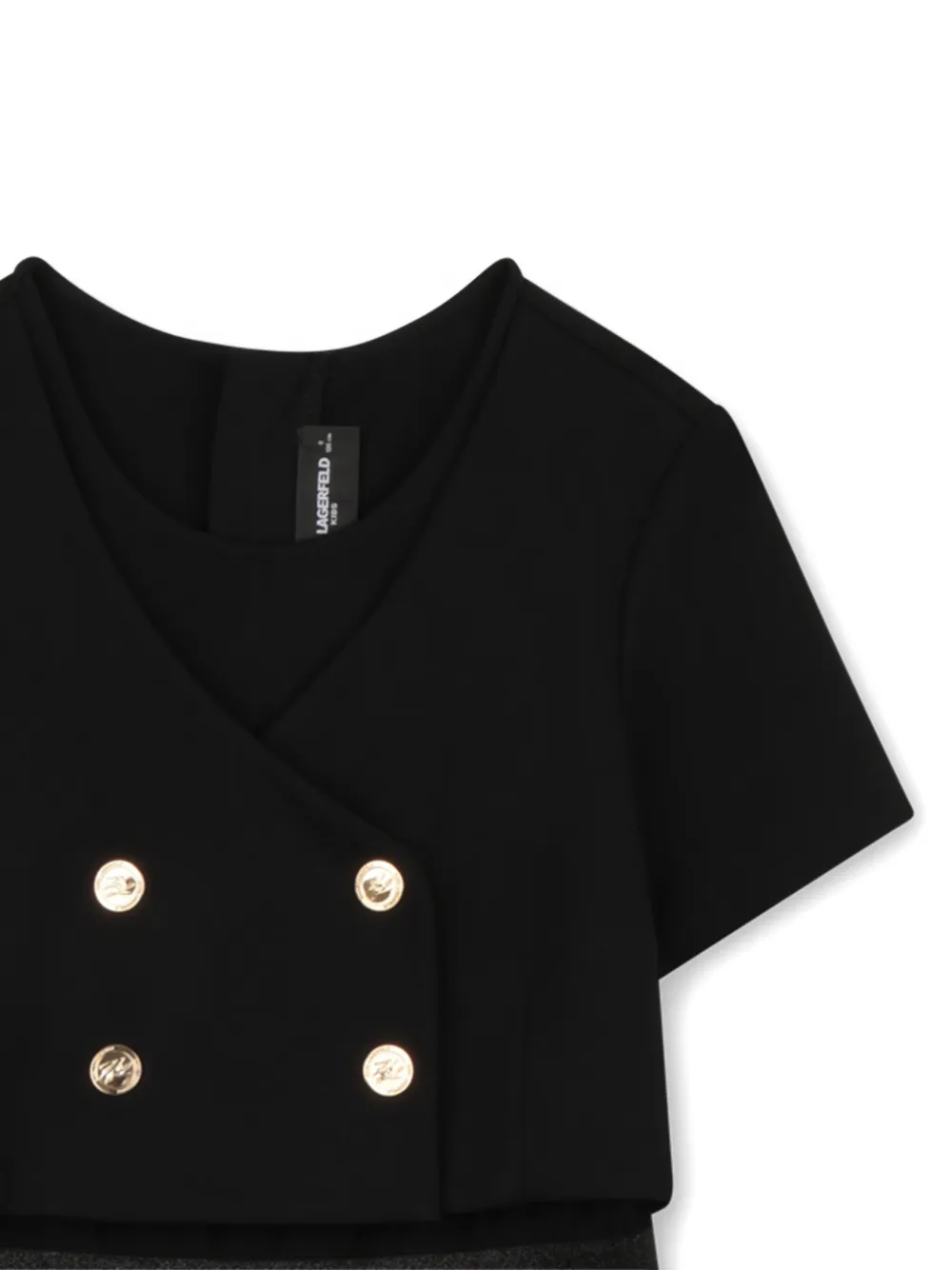  Karl Lagerfeld Kids Button Tiered Dress - Black 