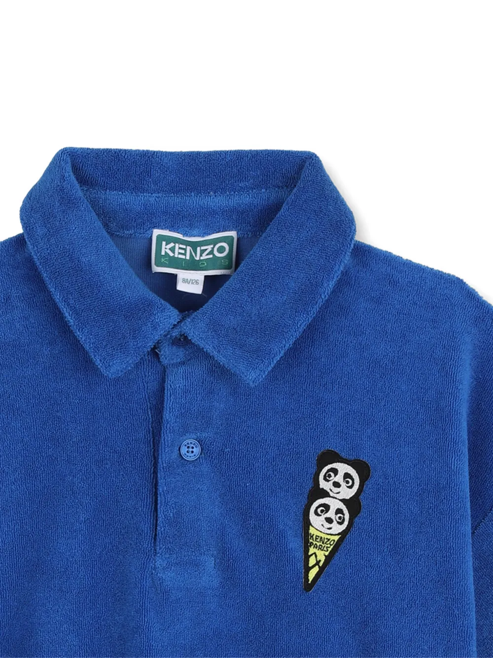  Kenzo Kids Panda-appliqué Polo Shirt - Blue 