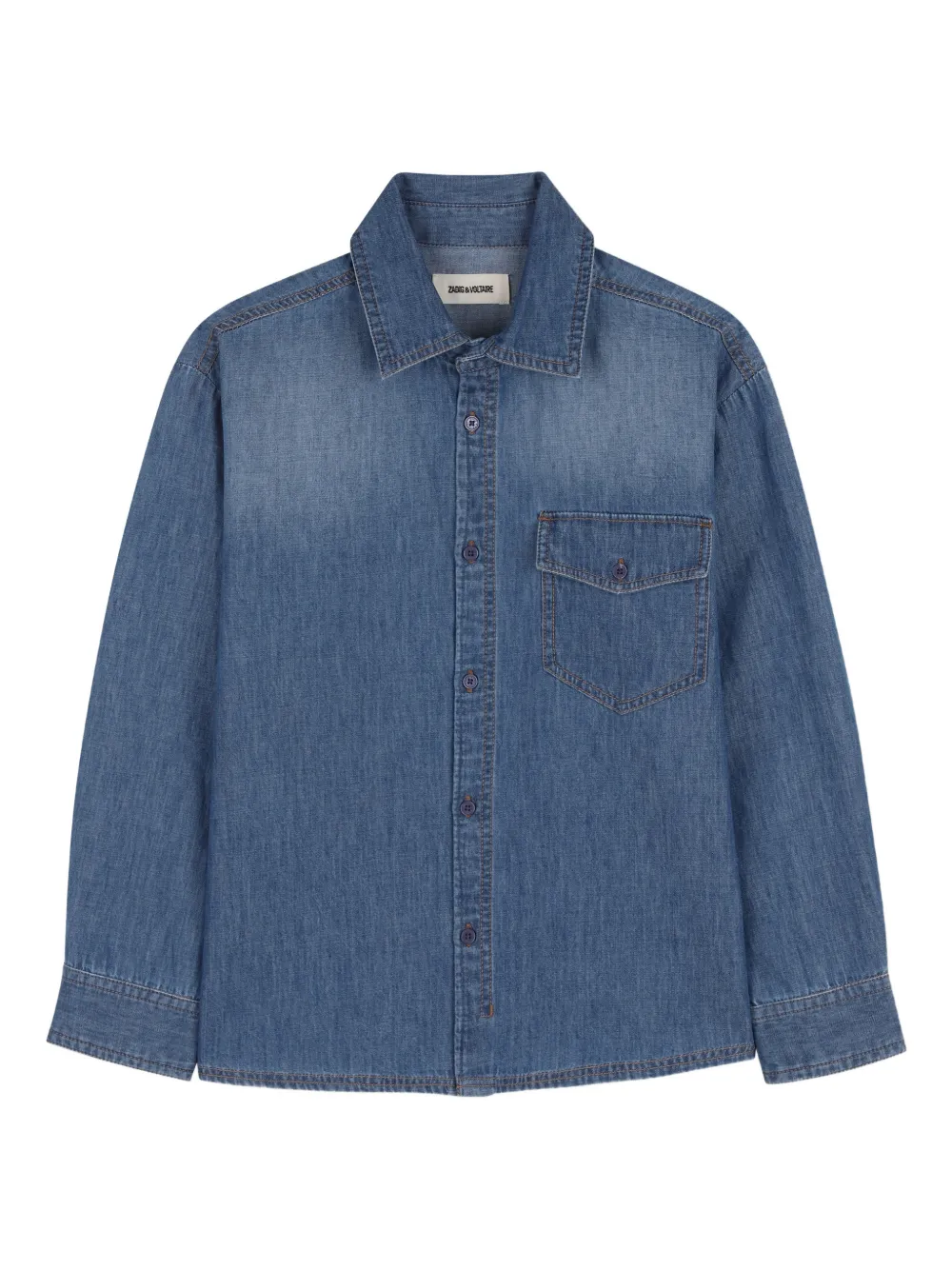 Zadig & Voltaire Kids button-up pocket shirt - Blue