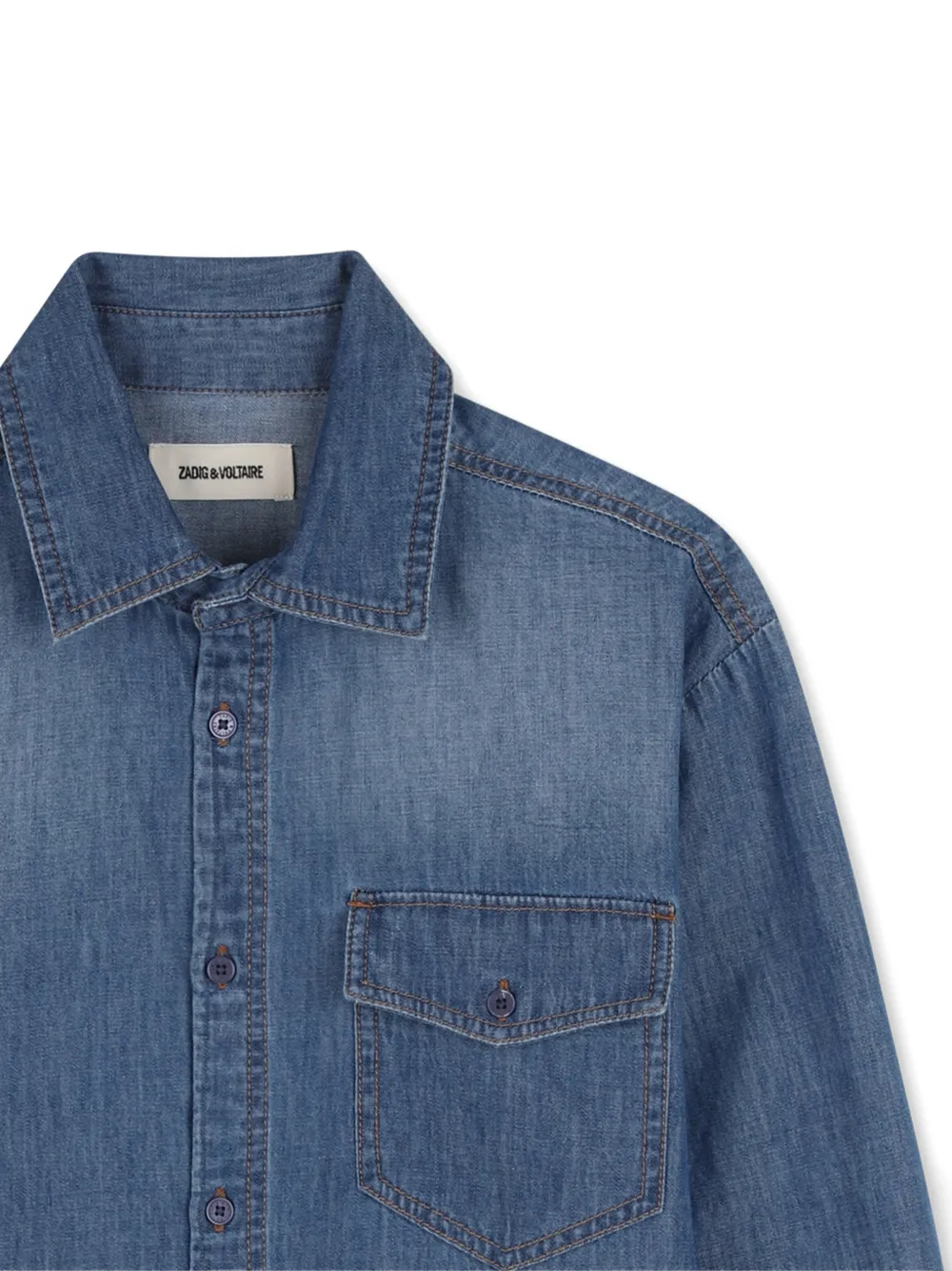 Zadig & Voltaire Kids Shirt met zak en knopen Blauw
